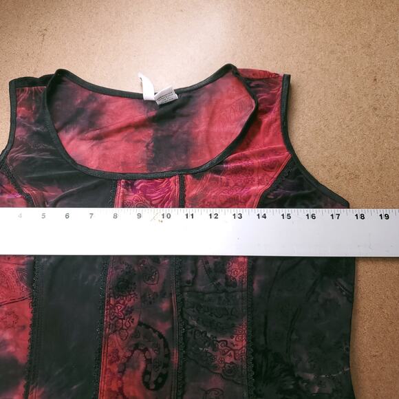 Sami Jo Tank Top Wmns M Black Red Floral Paisley Velvet Burnout Feminine Grunge - Picture 5 of 10